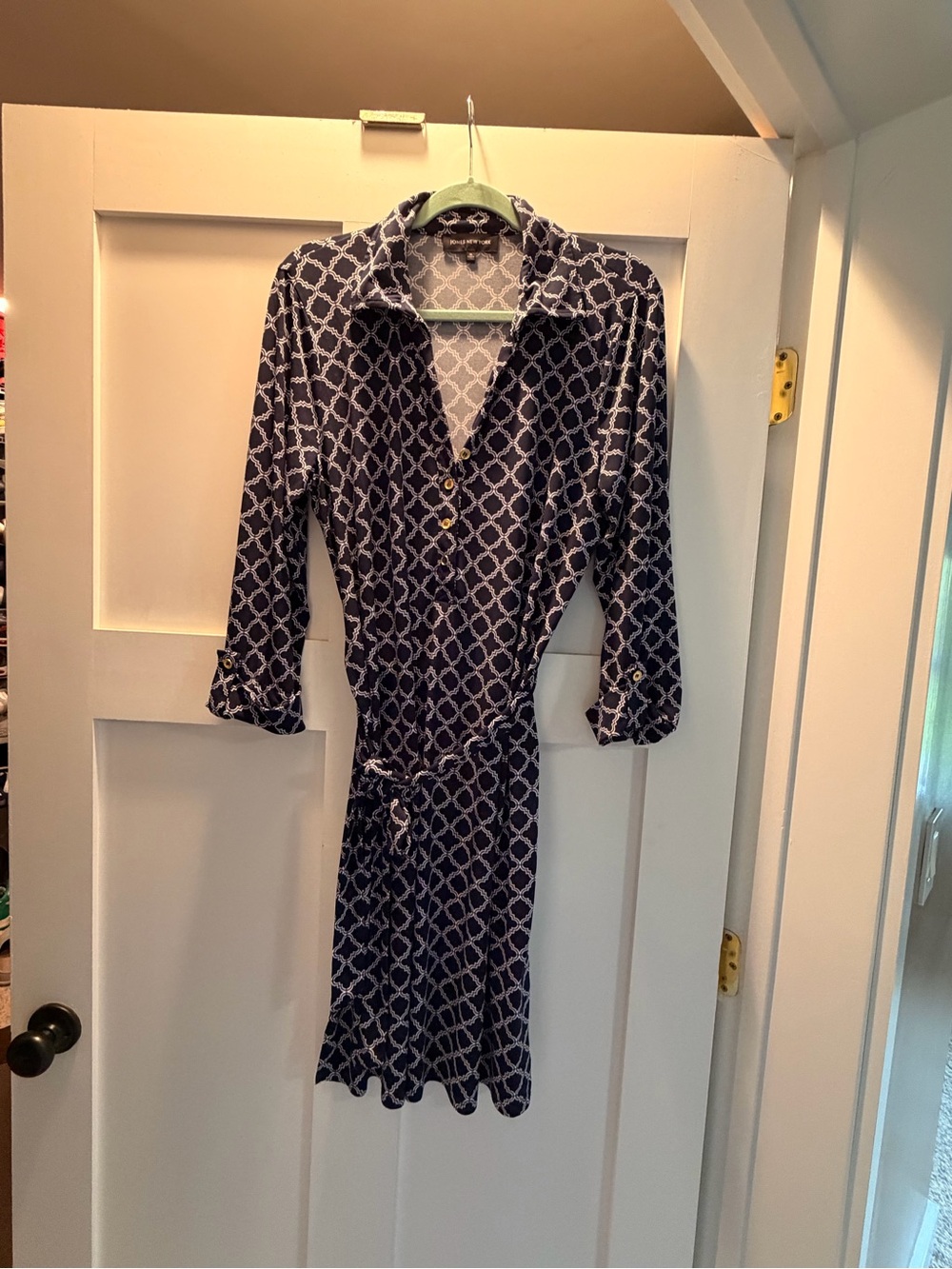 Jones New York Navy Long Sleeve Dress